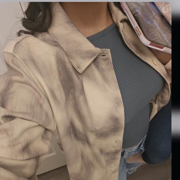 Express Printed Brushed Twill Shacket - Picture 6 of 9